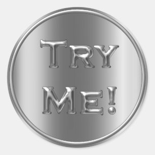 Try Me Rose Grey Silver Tester Sample Container Classic Round Sticker
