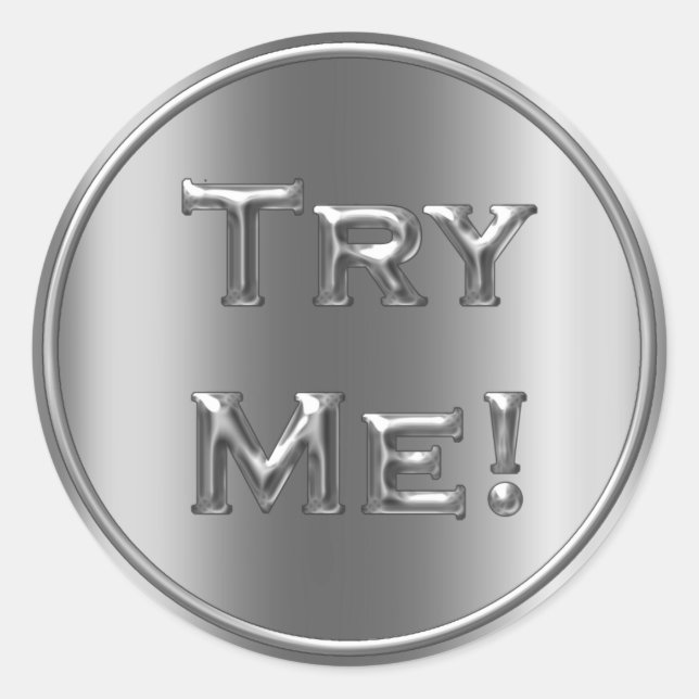 Try Me Rose Grey Silver Tester Sample Container Classic Round Sticker (Front)