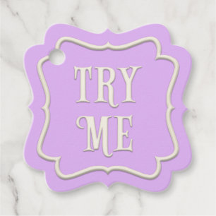 "Try Me" Wonderland Tea Party Pastel Purple Favour Tags