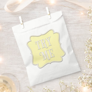 "Try Me" Wonderland Tea Party Pastel Yellow Favour Bag