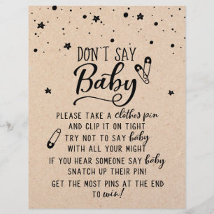Try Not To Say Baby / Don't Say Baby Game Sign