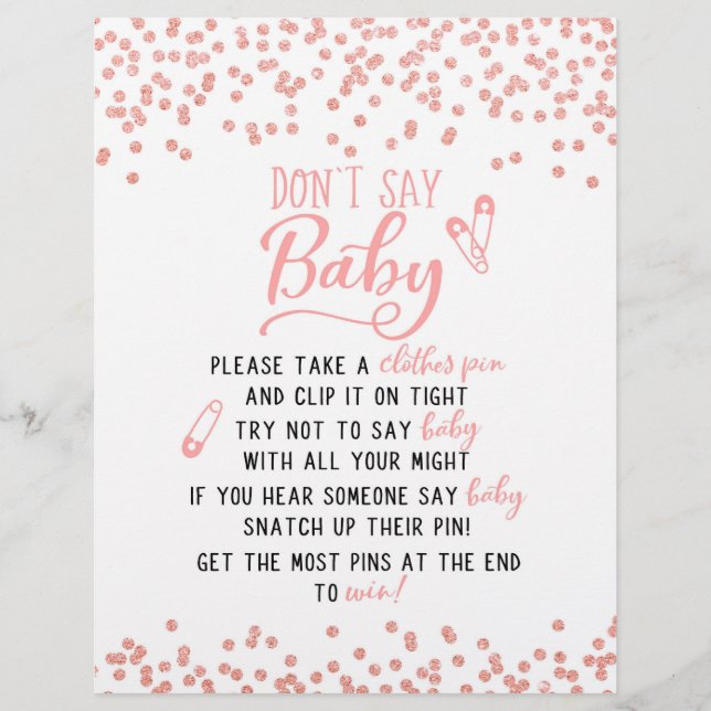 Try Not To Say Baby / Don't Say Baby Game Sign (Front)