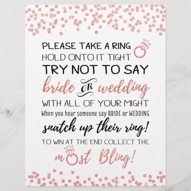 Try Not To Say Bridal Game Sign (Front)