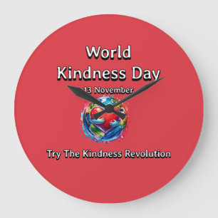 Try the Kindness Revolution. World Kindness Day. Large Clock