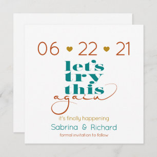 Try This Again Bold Teal Rust Gold  Save the Date Invitation