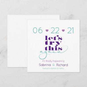 Try This Again Lilac Eggplant Teal Save the Date Invitation