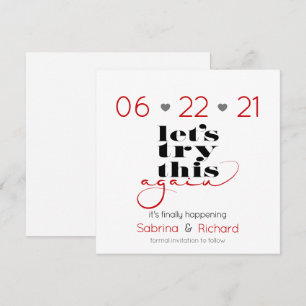 Try This Again Red Black and Grey  Save the Date Invitation
