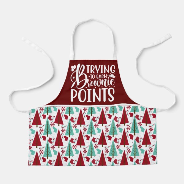 Trying To Earn Brownie Points Christmas Apron (Front)