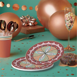 Trypillian Culture Sacred Flower Paper Plates
