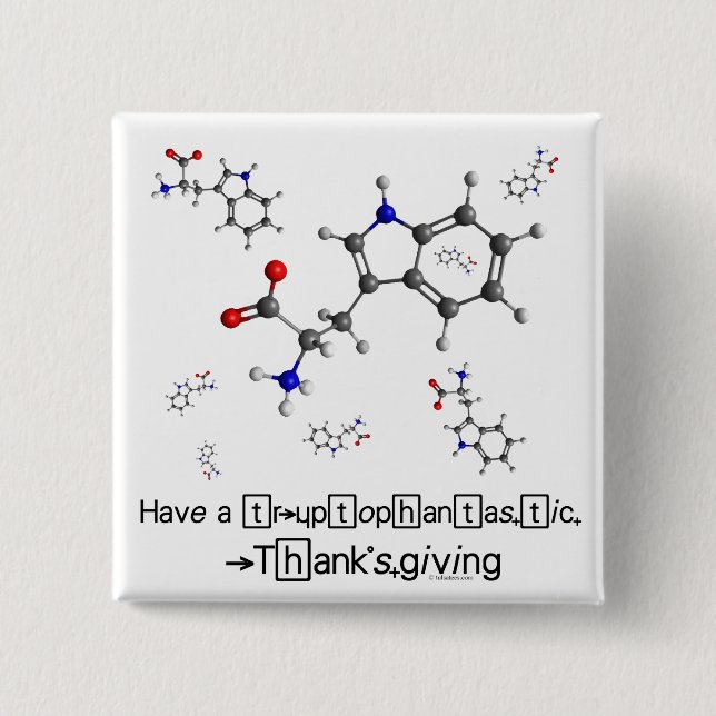 Tryptophan Molecule 2 Inch Square Button (Front)