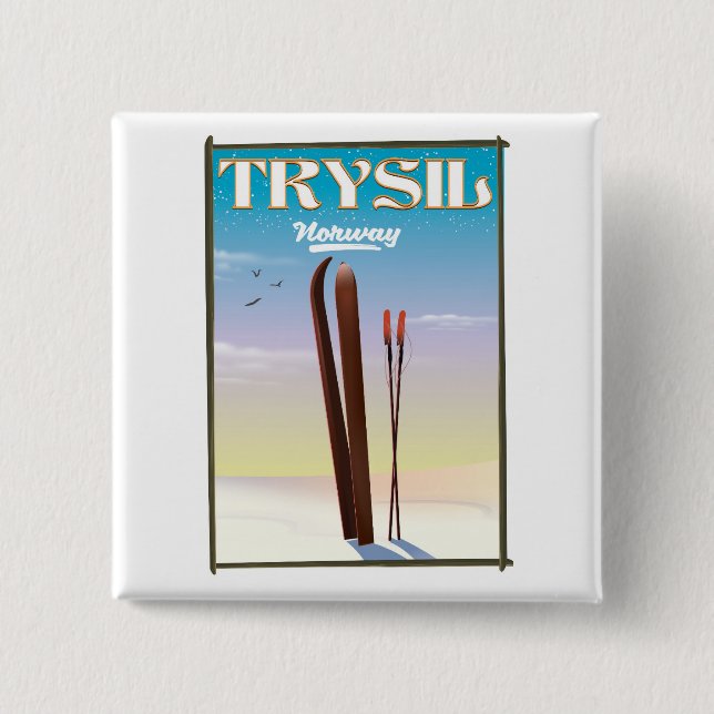Trysil Norway , Norway ski travel poster 2 Inch Square Button (Front)