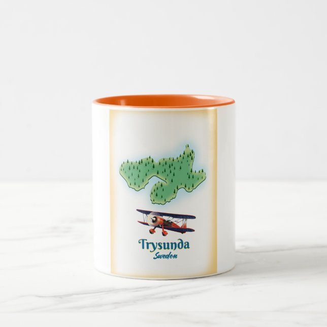 Trysunda Sweden map Two-Tone Coffee Mug (Center)