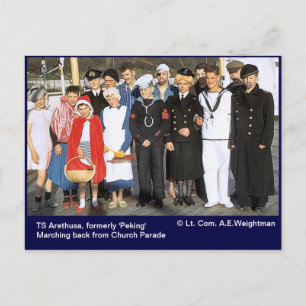 TS Arethusa, formerly 'Peking' Christmas Holiday Postcard