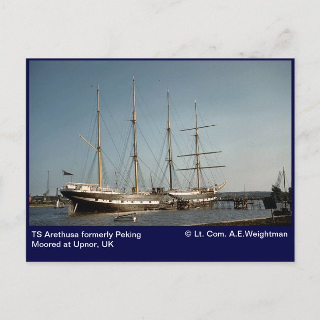 TS Arethusa formerly Peking Moored at Upnor, UK Postcard (Front)