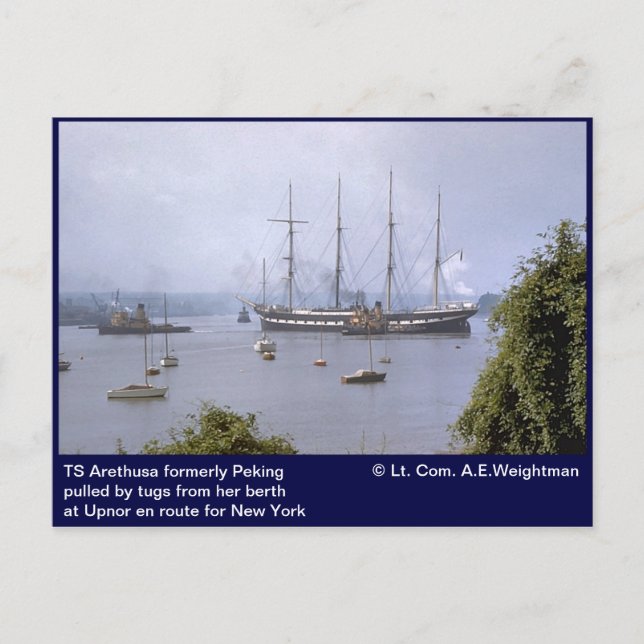 TS Arethusa formerly Peking, Upnor Postcard (Front)