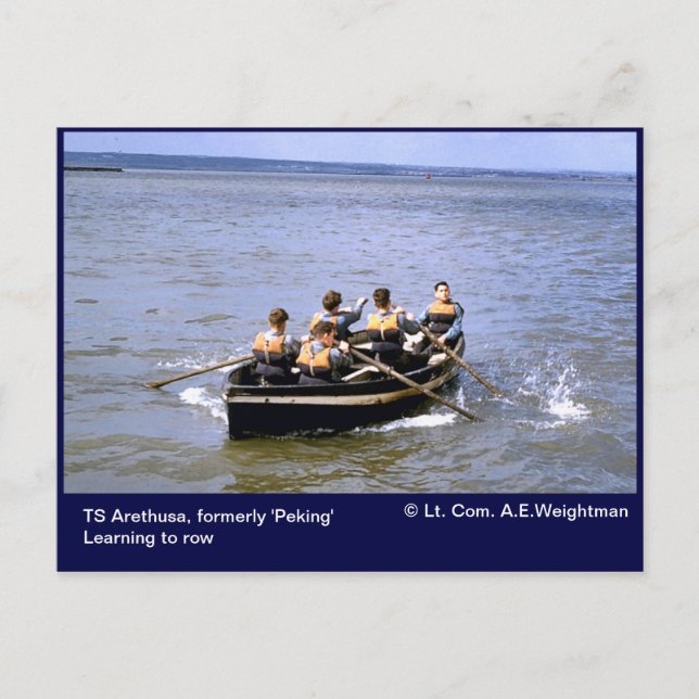 TS Arethusa,learning to row Postcard (Front)