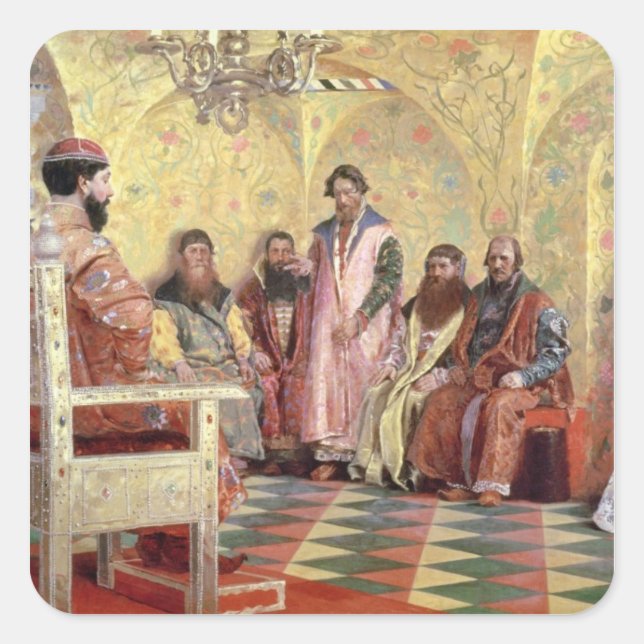 Tsar Mikhail Fyodorovich  with Boyars Square Sticker (Front)