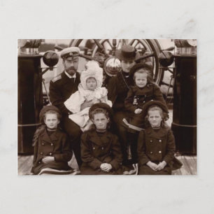 Tsar & Tsarina of Russia with children Romanov Postcard