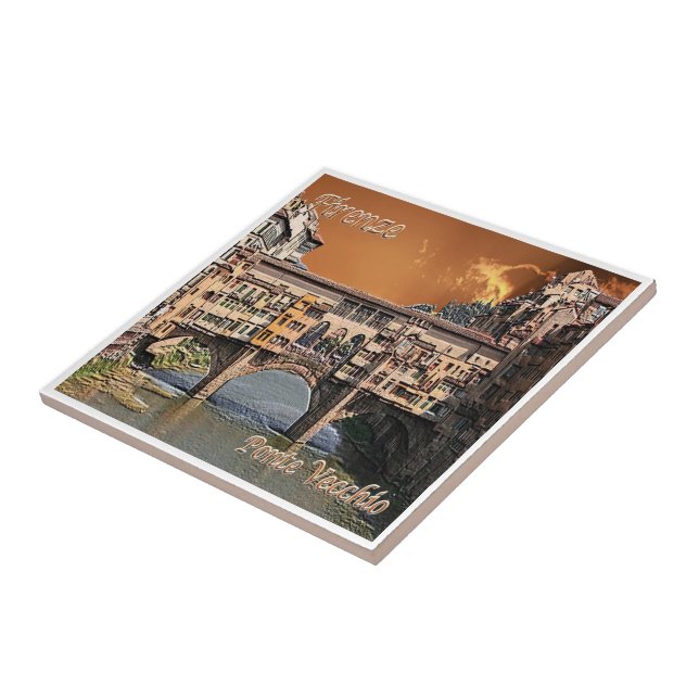 TSC087 FLORENCE, Old Bridge, Tuscany, Tile (Side)