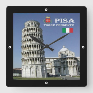 TSC096 LEANING TOWER of PISA, Tuscany, Square Wall Clock