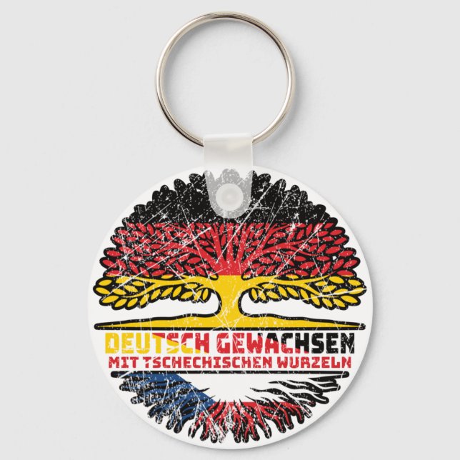 Tschechien Tschechisch Deutschland Baum Keychain (Front)