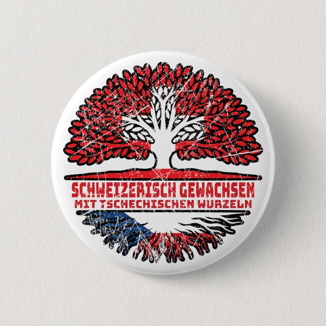 Tschechien Tschechisch Schweizer Schweiz Baum 2 Inch Round Button (Front)
