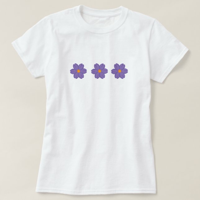 tshirt à fleurs, fleur fleur sauvage violette (Design devant)