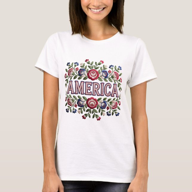 Tshirt Amérique Faux Broderie (Devant)