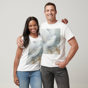 Tshirt avec motif floral de colombes de mariage