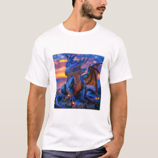 Tshirt blanc imprimé avec majestic Dragon