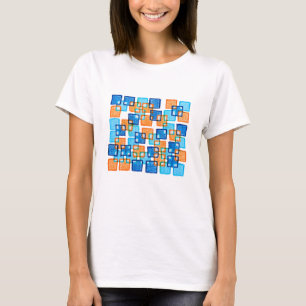 Tshirt Carré classique orange et bleu