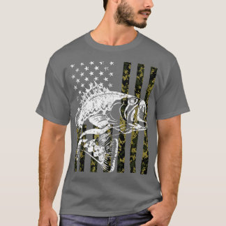 Tshirt de pêche Camoue USA Drapeau pour Bass Fishm