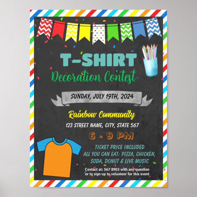 Tshirt decoration contest school flyer template (Front)