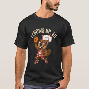TShirt Drôle BasketBall Canada Elbows Up Eh Castor