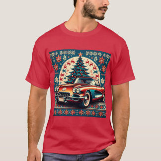 Tshirt noël chevrolet corvette 1957