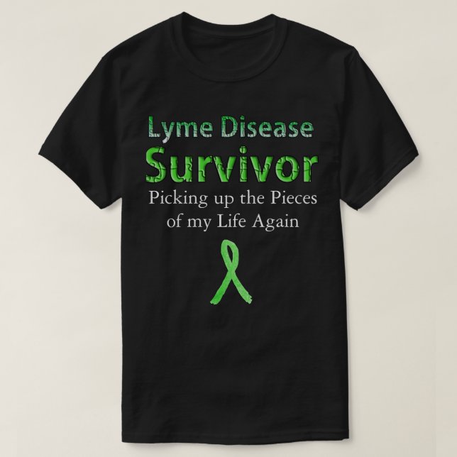 Tshirt noir survivant de la maladie de Lyme (Design devant)