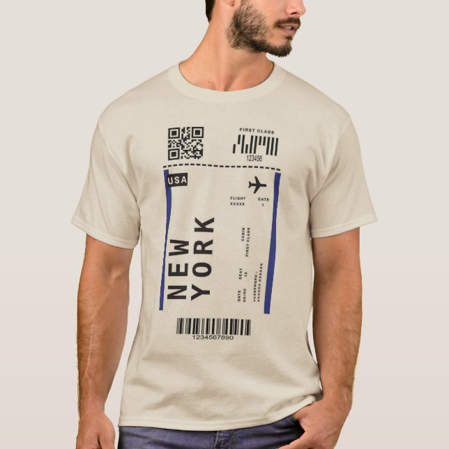 Tshirt with New York Boarding pass sticker (Front)