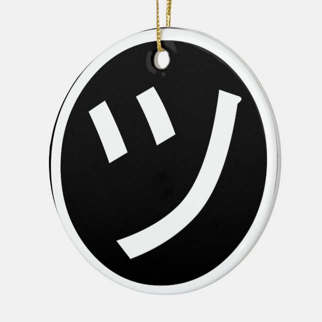 ㋡ Tsu Kana Katakana Smiling Emoji / Emoticon Ceramic Ornament (Left)