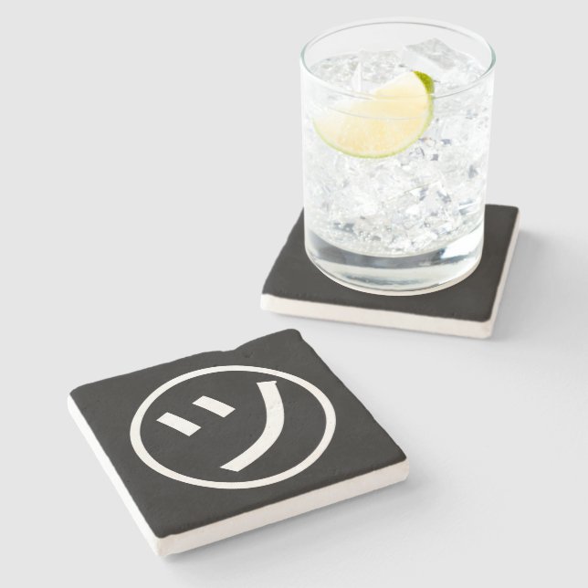 ㋡ Tsu Kana Katakana Smiling Emoji / Emoticon Stone Coaster (Side)