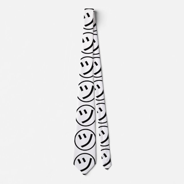 ㋡ Tsu Kana Katakana Smiling Emoji / Emoticon Tie (Front)