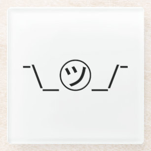 Tsu Kana Shrug Emoticon ¯\_㋡_/¯ Japanese Kaomoji Glass Coaster