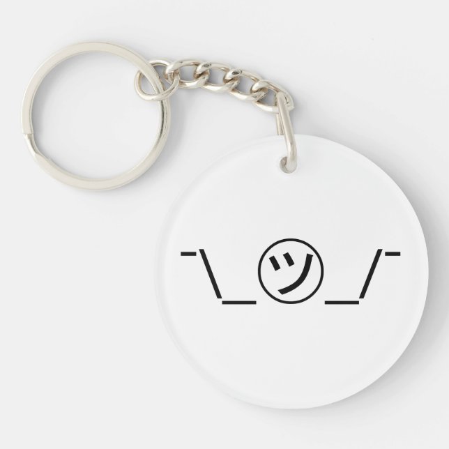 Tsu Kana Shrug Emoticon ¯\_㋡_/¯ Japanese Kaomoji Keychain (Front)