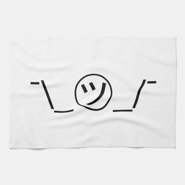 Tsu Kana Shrug Emoticon ¯\_㋡_/¯ Japanese Kaomoji Kitchen Towel (Horizontal)