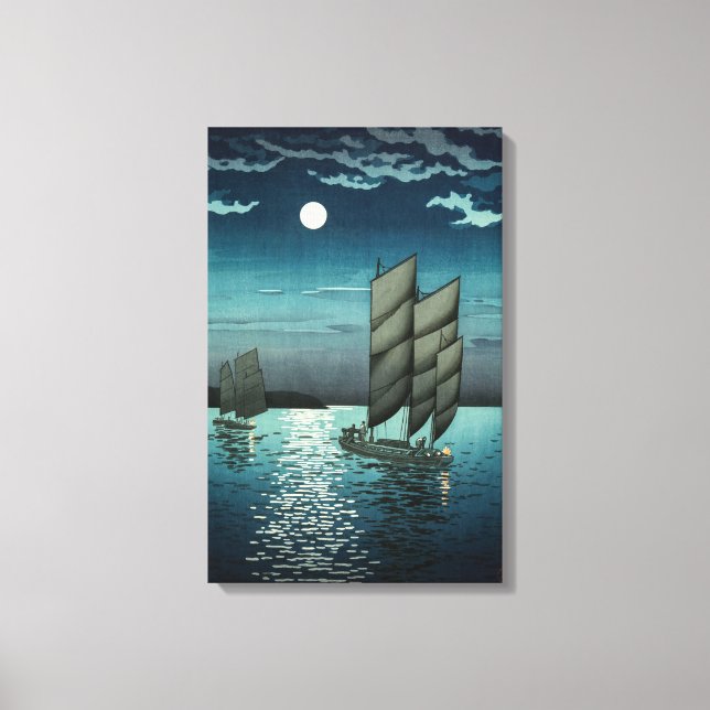 Tsuchiya Koitsu - Boats at Shinagawa, Night Canvas Print (Front)