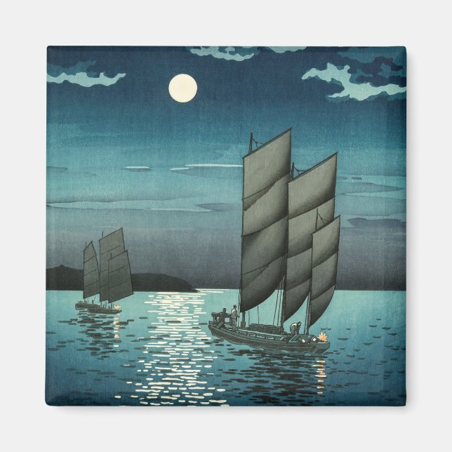 Tsuchiya Koitsu - Boats at Shinagawa, Night Magnet (Front)