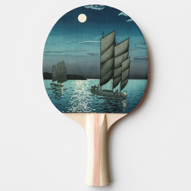 Tsuchiya Koitsu - Boats at Shinagawa, Night Ping Pong Paddle (Front)