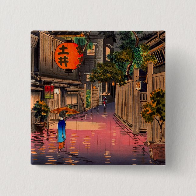 Tsuchiya Koitsu - Evening at Ushigome 2 Inch Square Button (Front)