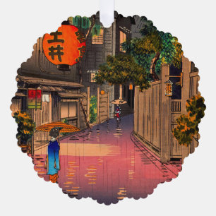 Tsuchiya Koitsu - Evening at Ushigome Ornament Card