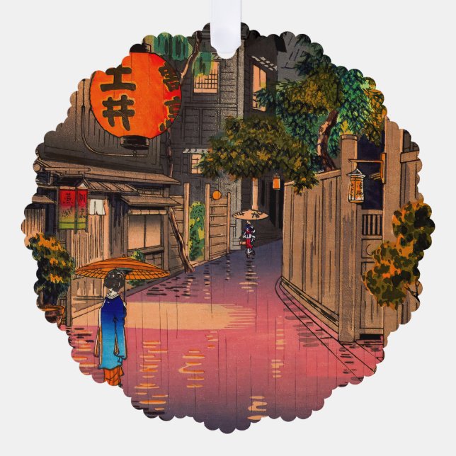 Tsuchiya Koitsu - Evening at Ushigome Ornament Card (Front)