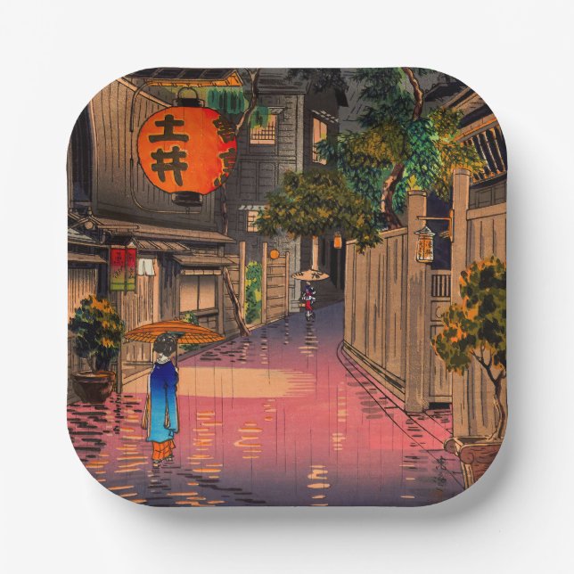 Tsuchiya Koitsu - Evening at Ushigome Paper Plate (Front)